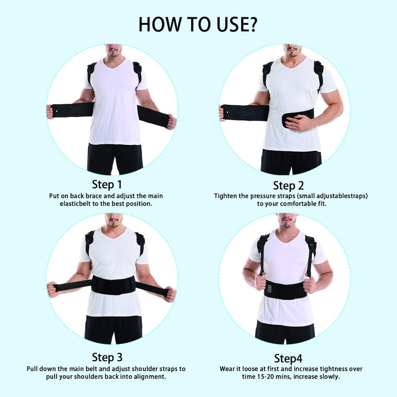 Back Brace, Lumbar Shoulder Posture Corrector for Upper and Lower Back, Spinal Support for Women and Men, Adjustable Neoprene Belt Strap for Relief Back Pain (Large) L (Pack of 1) - NewNest Australia