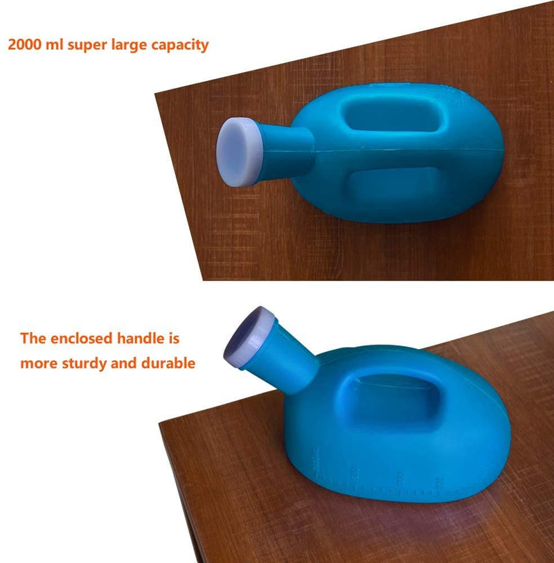 Male Urinal Portable Mens Potty Pee Bottle Collector Travel Toilet with lid 2000 ml/66 oz for Elderly, Incontinence, Driving, Camping (Blue) Blue - NewNest Australia