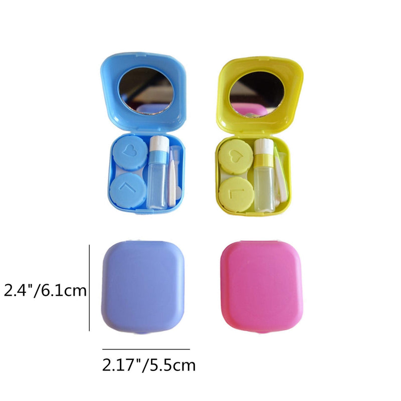 4 Pack Colorful Contact Lens Case Kit with Mirror Durable, Compact, Portable Soak Storage Kit - NewNest Australia