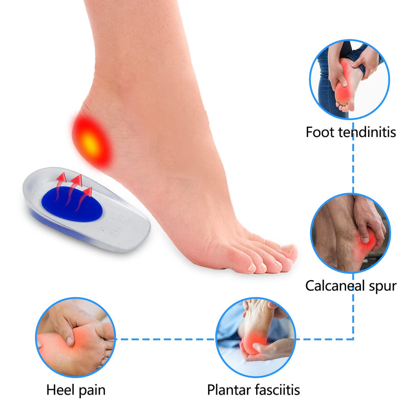 Fousenuk 3 Pairs Of Heel Spur Insoles, Gel Heel Cushion Silicone, Professional Heel Cup Inserts, Heel Pads For Shoes, Orthopedic Gel Insoles For Relieving Plantar Fasciitis, Achilles Pain (L) - NewNest Australia