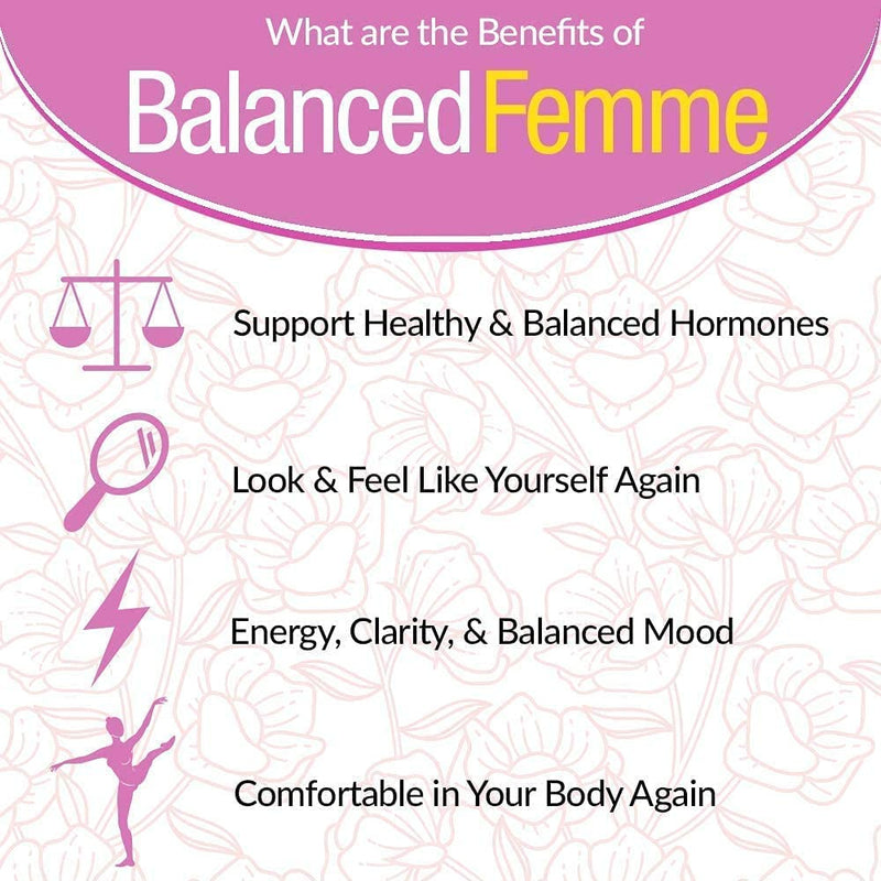 Balanced Femme Natural PMS and Menopause Support for Hot Flashes with Black Cohosh - All-Natural Liquid for 2X Absorption - NewNest Australia