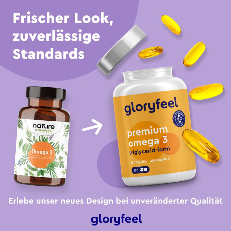 Premium Omega 3-120 capsules - 1000 mg fish oil per capsule with EPA and DHA - 3 times strength: in triglyceride form - Laboratory tested, carefully purified and from sustainable fishing - NewNest Australia