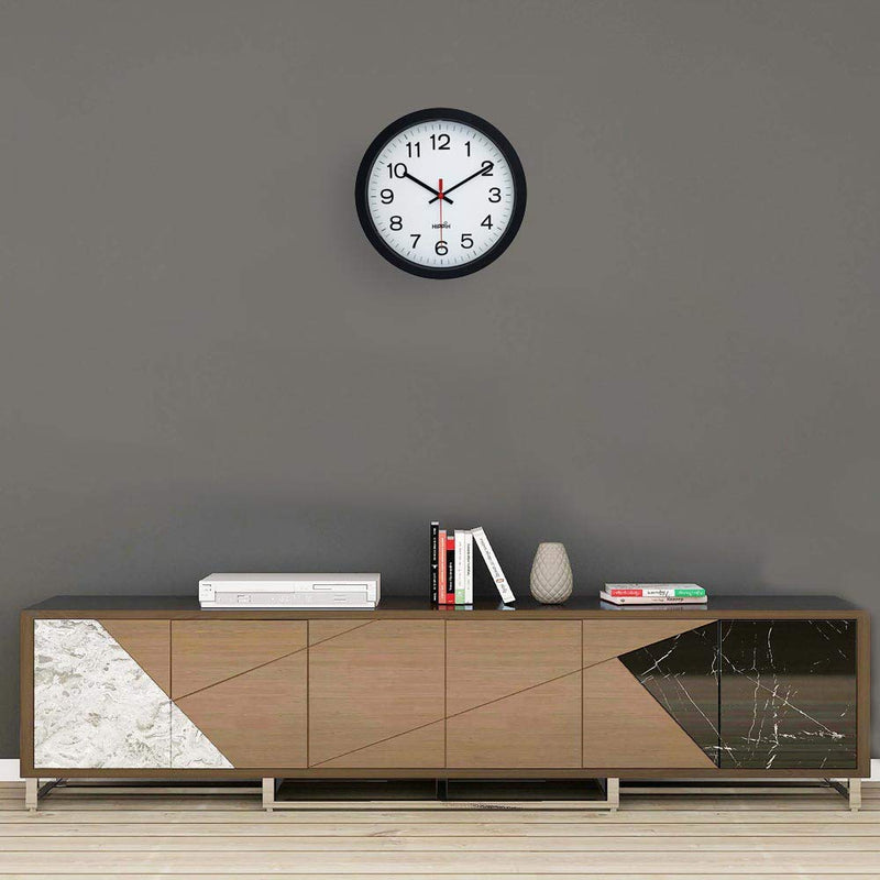 NewNest Australia - Yoobure 12" Silent Quartz Decorative Wall Clock Non-Ticking Digital Plastic Battery Operated Round Easy to Read Home/Office/School Black Clock 