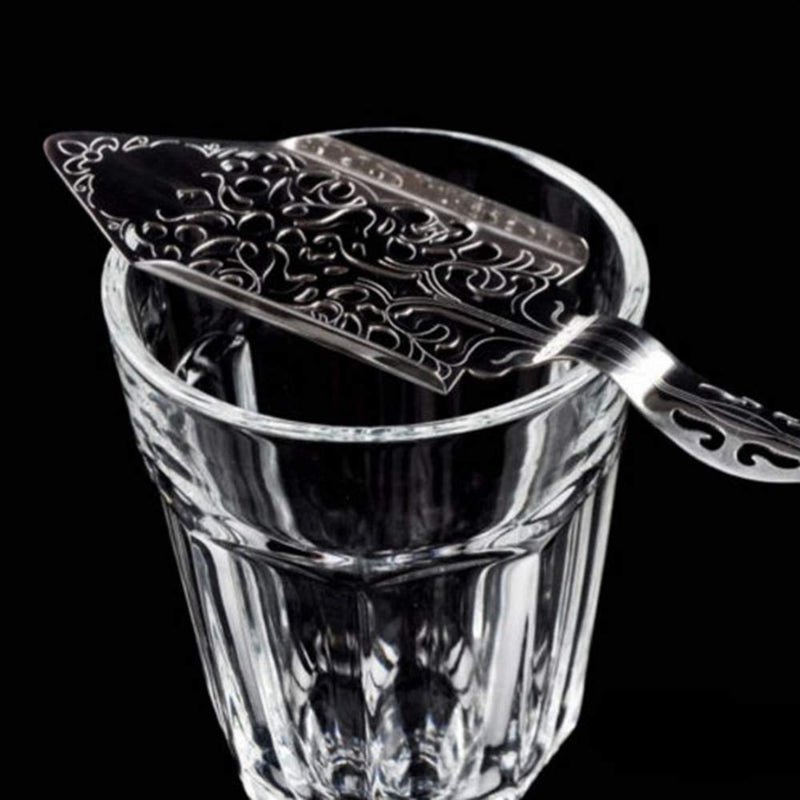 NewNest Australia - 2 Pieces Stainless Steel Absinthe Spoons ORNOOU Wormwood Cocktail Bar Glass Cup Drinking Filter Vintage 