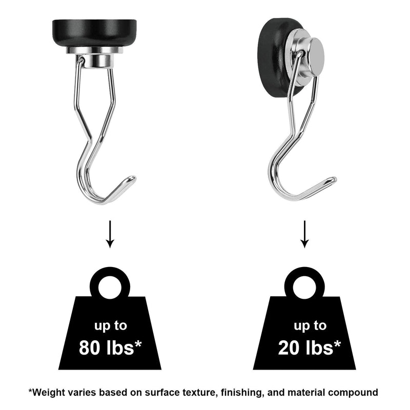 Ant Mag Magnetic Hooks, Heavy Duty Neodymium Magnet Hooks, Great for Refrigerator Grill Cruise Hooks, Magnetic Hangers Tools Holding for Kitchen,Office,Classsroom and Workplace Pack of 4 Black - NewNest Australia