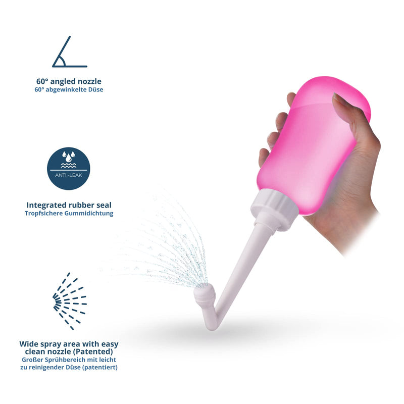 T2 Perineal Bottle - Portable Bidet for Postpartum Care, Perineal Pain Relief - 360ml Squeeze Bottle with 60° Nozzle & Washable Storage Bag - Hospital Bag Maternity Essential, Gift for Mum to Be - NewNest Australia