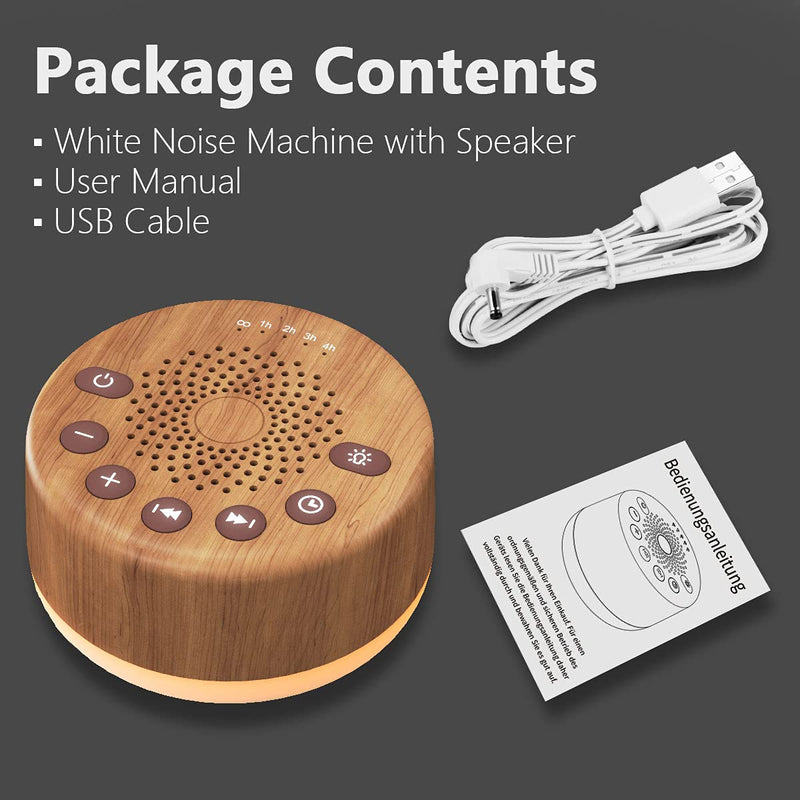 Easysleep Sound Machine White Noise Machine for Baby Adults Kids Sleeping with Night Light 25 Soothing Sounds 32 Volume 5 Timer Memory Function for Home Office Travel Wood - NewNest Australia
