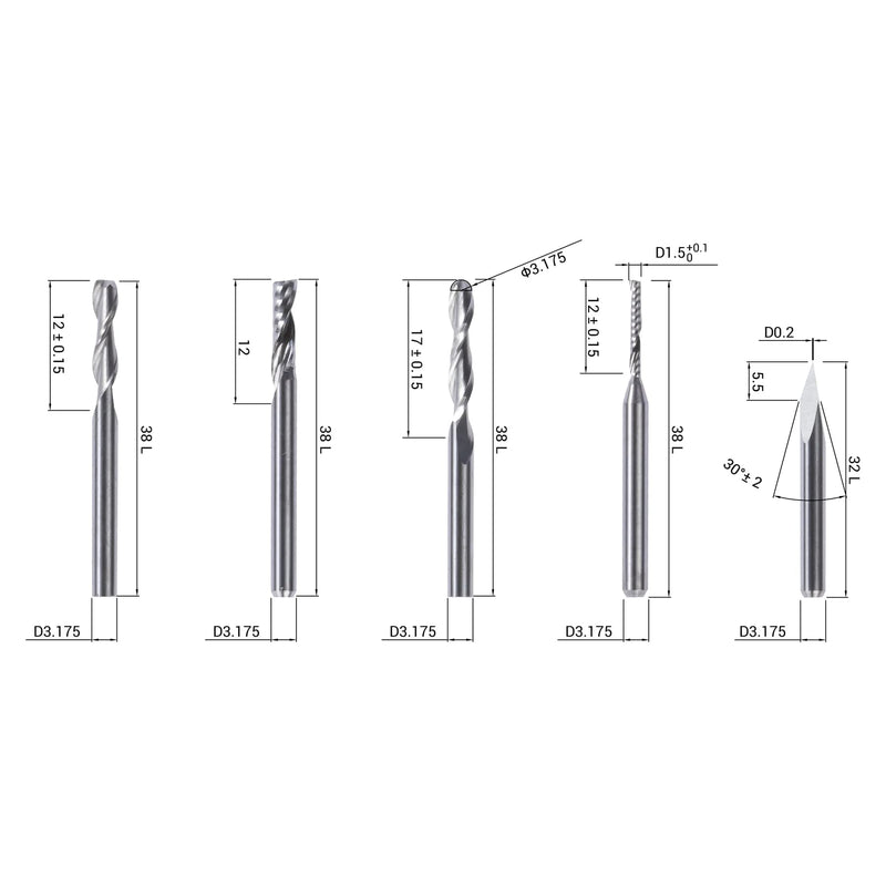 Snapmaker CNC Bits (5 Bits) - NewNest Australia