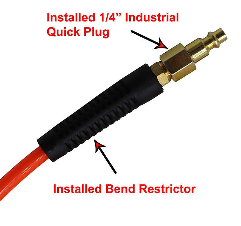 YOTOO Polyurethane Recoil Air Hose 1/4 in by 25 ft with Bend Restrictor, 1/4" Industrial Quick Coupler and Plug, Red - NewNest Australia