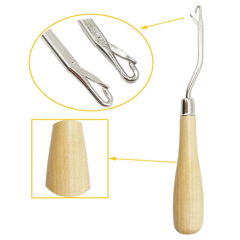 ROYHOO 10PCS Wooden Bent Latch Hook Tool Knitting Tool Needle Hook with Wood Handle for Crafts Carpet - NewNest Australia
