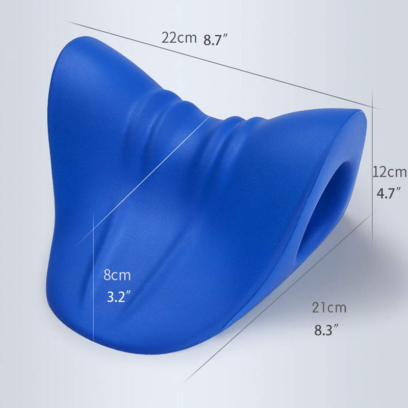 Neck and Shoulder Relaxer, Cervical Traction Device for TMJ Pain Relief and Cervical Spine Alignment, Chiropractic Pillow Neck Stretcher O-shape Navy Blue 8.6 X 8.3 X 5 Inch - NewNest Australia
