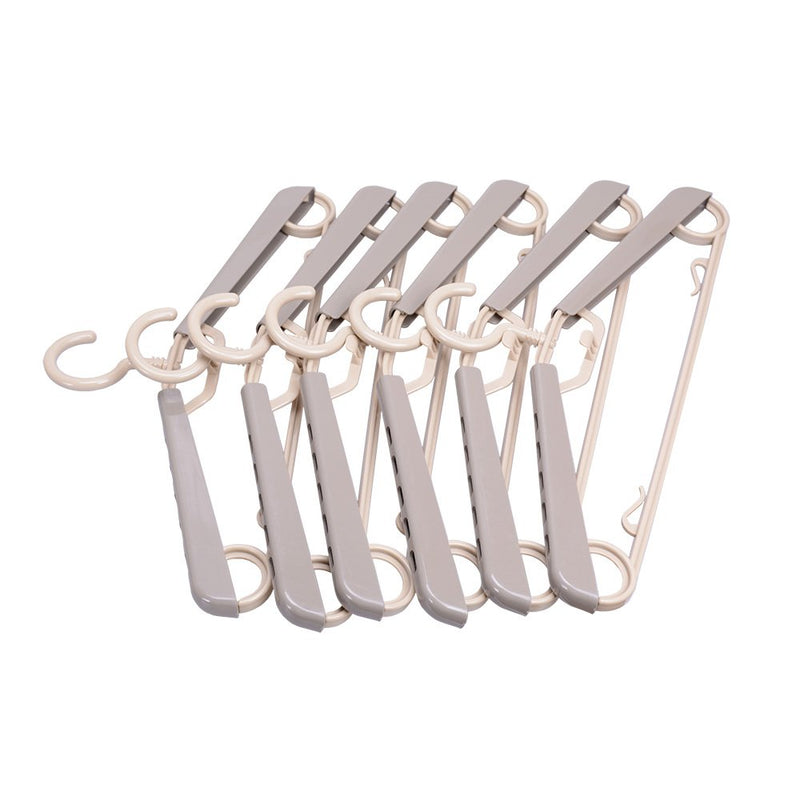 NewNest Australia - BonDream 6-Pack Heavy Duty Plastic Extra-Wide Arm 15"-23"Suits Clothes Hangers with Swivel Hooks,Perfect for Coat,Jacket,Dress,Shirt,Trousers or closet space saving,Grey&Tan 
