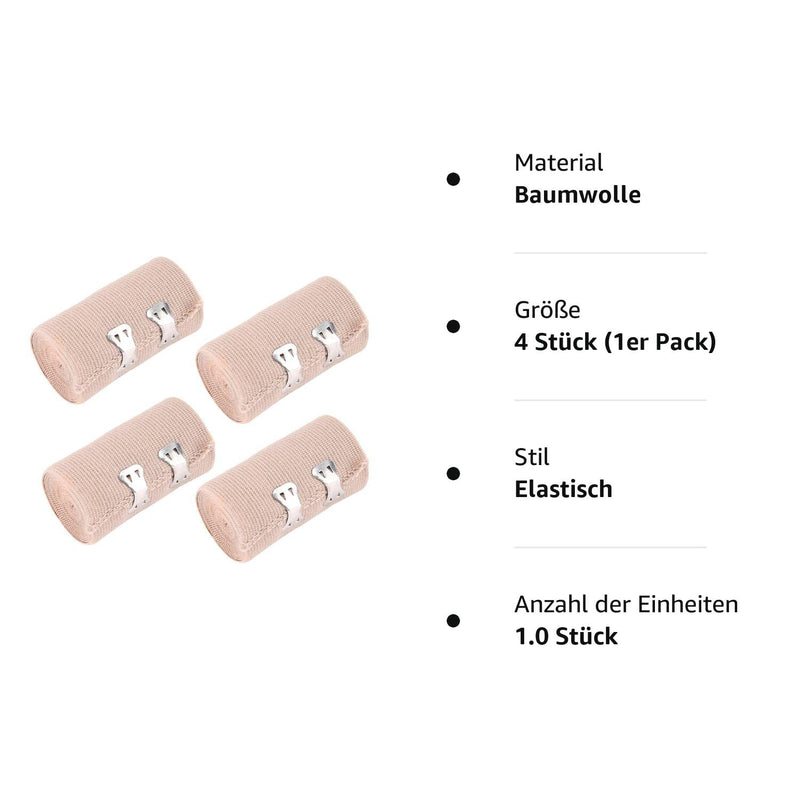 Healifty Elastic Bandage, 4 Pieces, Elastic Medical Bandages, Wrap, Compression Roller With Extra Metal Clips, Sport Delivery (2 X 7.5 Cm Width And 2 X 10 Cm Width) - NewNest Australia