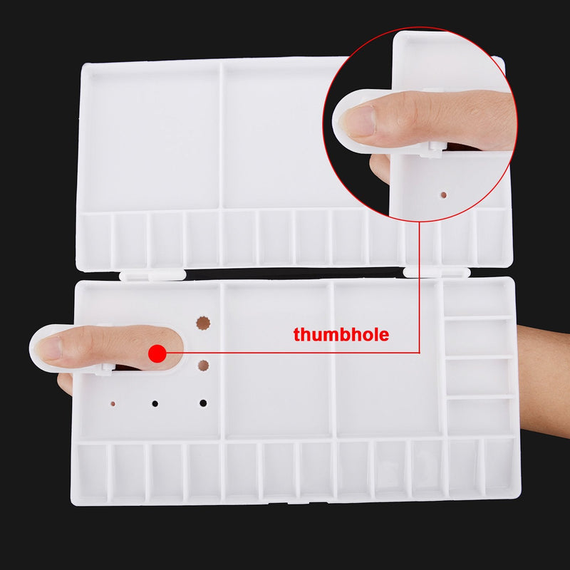 Shappy Watercolor Palette Folding Paint Tray Plastic Painting Pallet with 33 Compartments, Thumbhole and Brush Holders, White - NewNest Australia