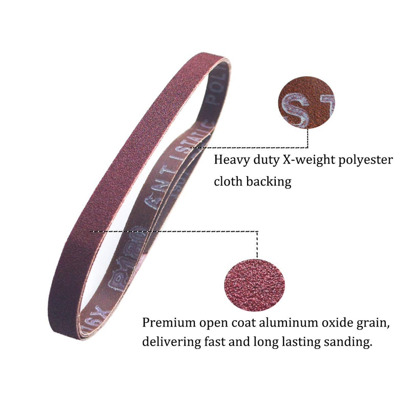 Aiyard 1/2 x 18-Inch Aluminum Oxide Sanding Belts, 40/60/80/120/180/240 Assorted Grits Abrasive File Belts for Air Belt Sander, 24-Pack 1/2x18 inch - NewNest Australia