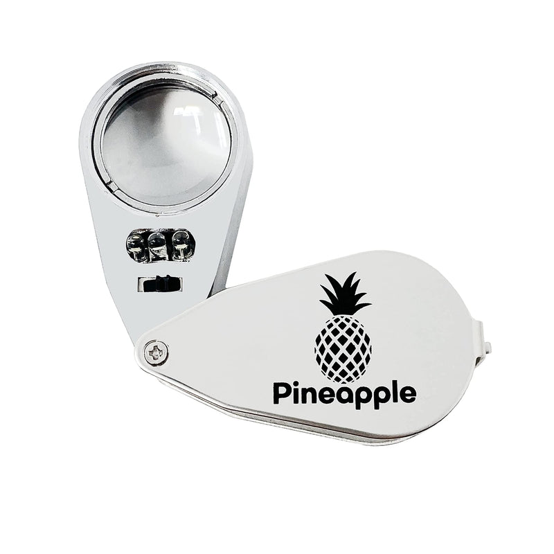 Pineapple LLC 40X Jewelers Loupe Magnifier with Light, Foldable Eye Loop Magnifier, LED UV Illuminated for Trichomes, Coins, Currency, Diamonds, Jewelry, Gems, Plants, Stamps, Silver, Small (M40) - NewNest Australia
