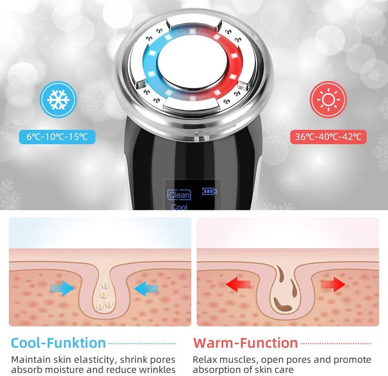 Ultrasound Machine Face Cosmetic Device Wrinkle Remover Facial Massager Ultrasonic Face Lifting Beauty Device With Ems Ion Photon Hot/Cool Treatment For Anti Wrinkle Anti-Aging - NewNest Australia