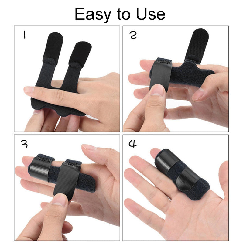 Jdxun Pack Of 2 Finger Splints, Finger Protection, Snap Finger Splint, Adjustable Reusable Finger Splint Finger Cots For Broken Fingers & Osteoarthritis Pain Relief (Black) - NewNest Australia