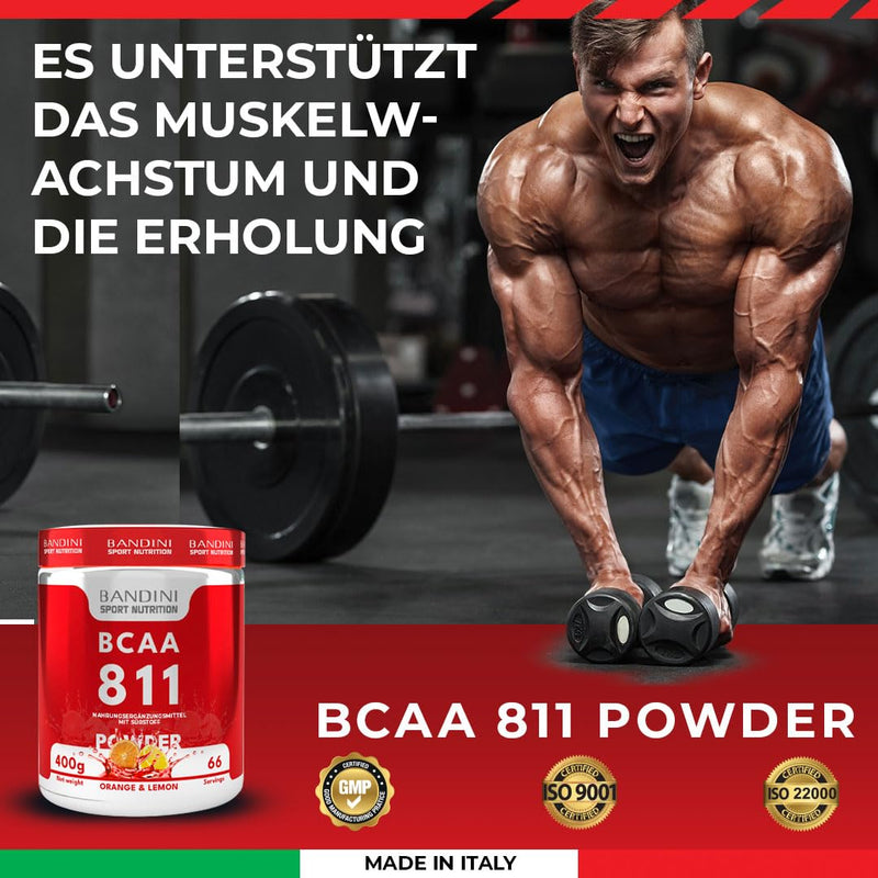 Bandini Bcaa Powder 8:1:1 - Dietary Supplement With Branched Chain Amino Acids In A Ratio 8.1.1 400 G (Orange/Lemon Flavor) - Amino Powder 811 With Leucine - Made In Italy - NewNest Australia