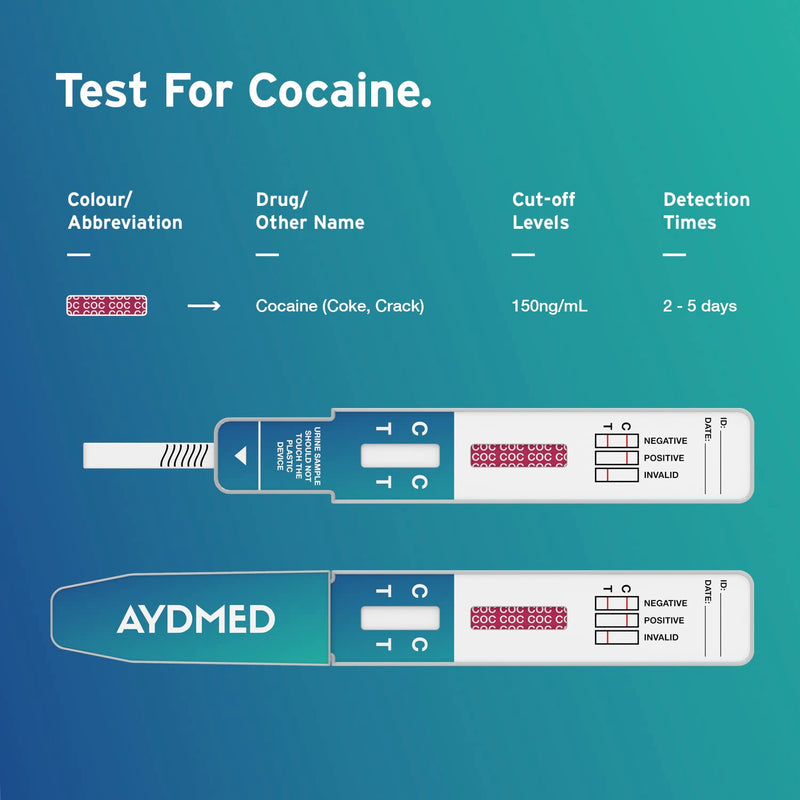 10 x Aydmed rapid drug test dip cards for cocaine | Urine drug test | 150ng/mL shutdown level | Test for cocaine, coke, crack - NewNest Australia