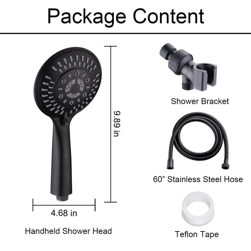 BRIGHT SHOWERS High Pressure Handheld Shower Head with 60" Stainless Steel Hose, Bathroom Hand held Showerhead, Adjustable Shower Arm Mount, 9 Spray Settings, Oil-Rubbed Bronze - NewNest Australia