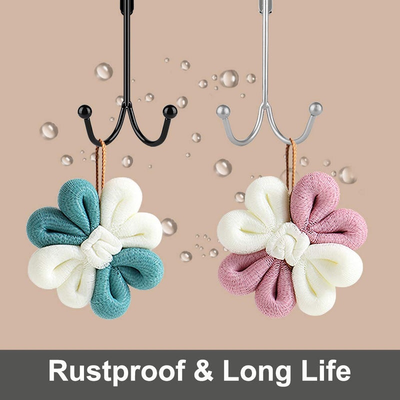 2Packs Over The Door Double Hanger Hooks,HFHOME Metal Twin Hooks Organizer for Hanging Coats, Hats, Robes, Towels- Black 2 - NewNest Australia