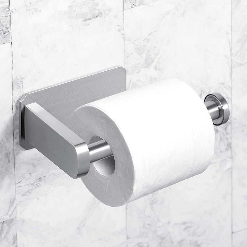 Toilet Paper Holder Self Adhesive - VAEHOLD Kitchen Washroom Adhesive Toilet Roll Holder No Drilling for Bathroom Stick on Wall Stainless Steel Brushed Silver - NewNest Australia