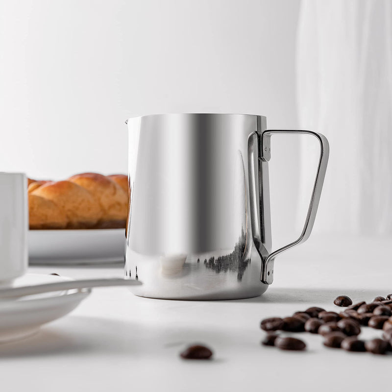 Stainless Steel Milk Frothing Pitcher, 12oz/350ml Milk Coffee Cappuccino Latte Art Frothing Pitcher Barista Milk Jug Cup 350ml Silver - NewNest Australia