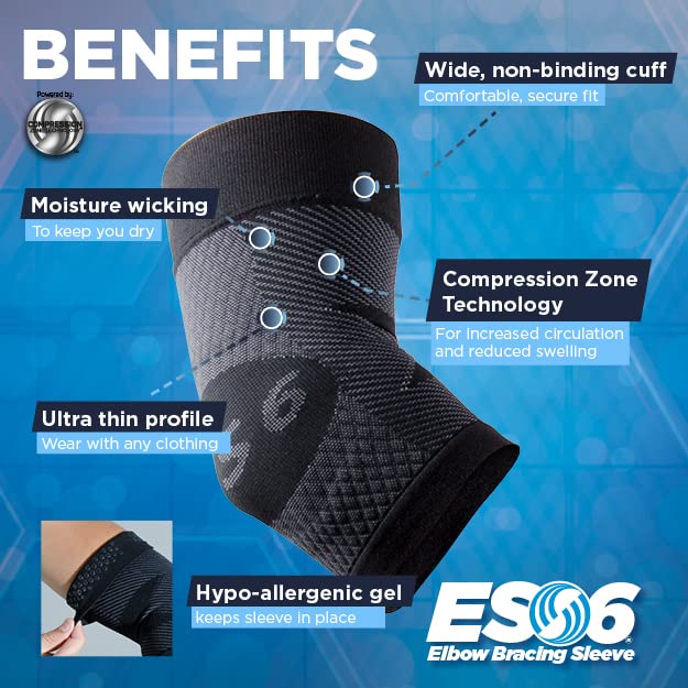Orthosleeve Es6 Epicondylopathy Elbow Brace - Applies Pressure On Irritated Tendons For Tennis Arm, Golfer'S Elbow Or Arthritis In The Elbow Joint - Size L, Black - NewNest Australia