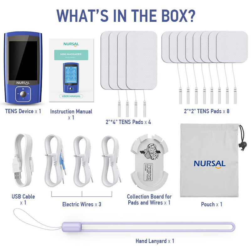 NURSAL 24 Modes Dual Channel TENS EMS Unit Muscle Stimulator for Pain Relief Therapy, Rechargeable TENS Machine Pulse Massager with 12 Pcs Electrode Pads/Continuous Stable Mode/Memory Function - NewNest Australia