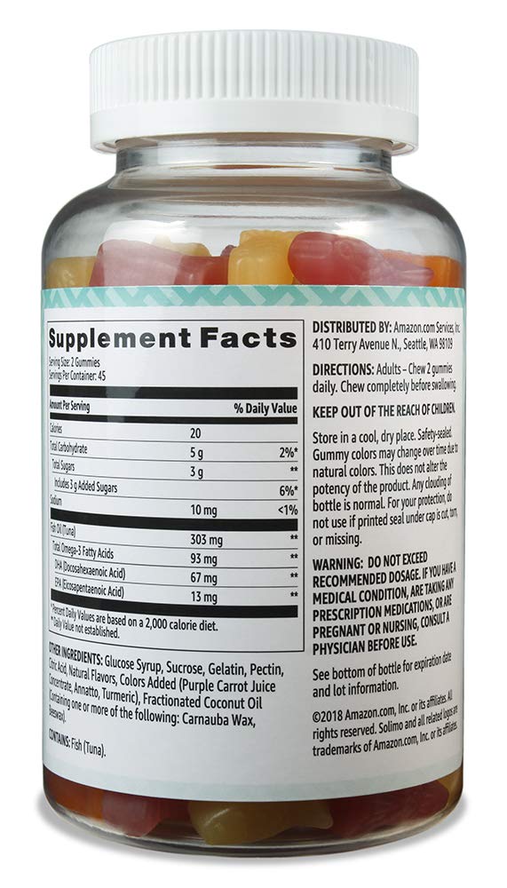 Amazon Brand - Solimo Fish Oil 303 mg, 90 Gummies (2 Gummies per Serving), EPA and DHA Omega-3 fatty acids - NewNest Australia