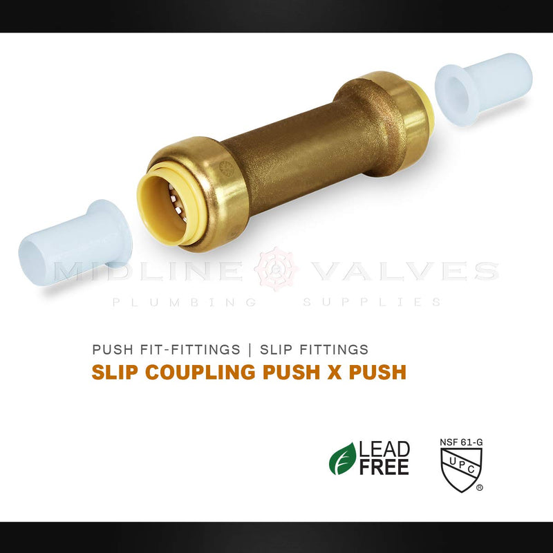 Supply Giant VQSD3434 Slip Coupling Pipe Fittings Push to Connect Pex, CPVC, x 3/4 Inch, Brass, 3/4", Brass &amp Copper - NewNest Australia