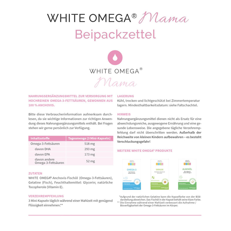 Omega-3 capsules for mothers - before, during and after pregnancy - 293 mg DHA and 173 mg EPA - extra easy to swallow - 90 mini capsules - NewNest Australia