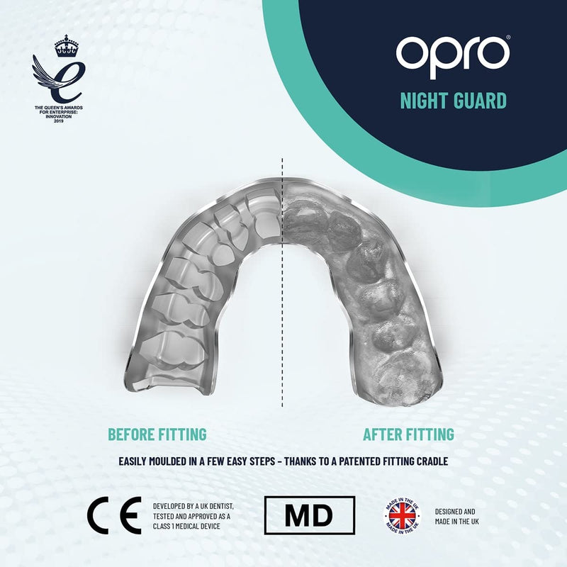 OPRO Dentist Recommended Night Guard for Clenching and Grinding Teeth, Bruxism and TMJ Relief. Clear Slim Fit, Customisable Size for Restful Sleep. Dental Antimicrobial Nightguard and Case Included. - NewNest Australia