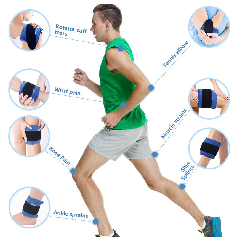 Hilph®Gel Ice Pack for Sport Injury, 2 Packs Hot & Cold Pack Compress Wrap with Adjustable Strap for Pain Relief, Muscle Pain and Inflammation, Fits for Knee, Ankle, Wrist, Head, Arm - NewNest Australia