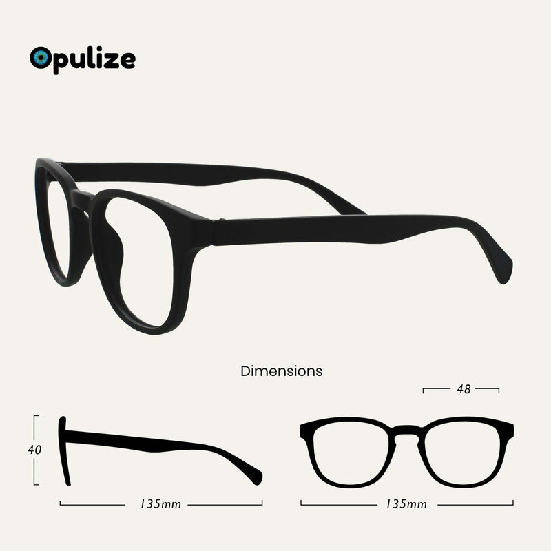 Opulize Pop Reading Glasses Pack of 3 Bold Round Matt Frame Spring Hinges Scratch-Resistant Black Blue Gray Men Women RRR2-137 +1.00 +1.0 Diopters (Pack of 1) - NewNest Australia