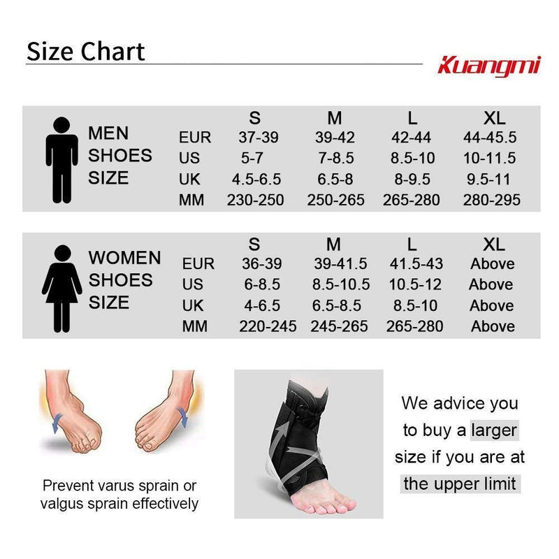Kuangmi Ankle Support Lace Up with Side Supports and Cross Additional Fastening Belt Strength Protection 1 Piece (M=39-42) M=(39-42) - NewNest Australia