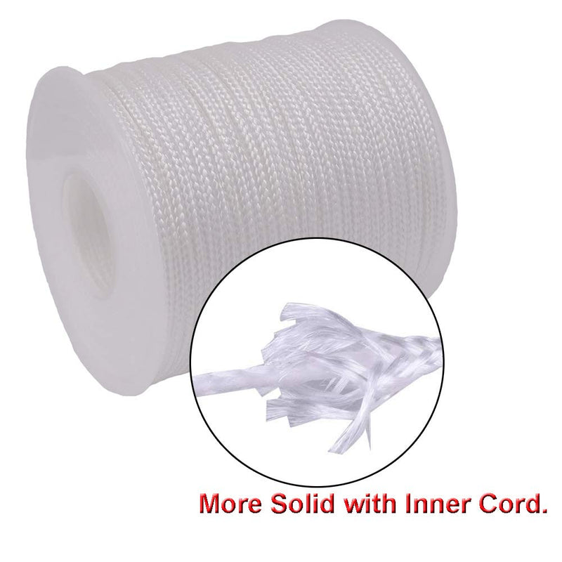 Y-Axis Roll of 60 Yards 2.0mm White Braided Nylon Lift Shade Cord with 6 Pack White Wood Cord Knobs + Soft Tape - NewNest Australia