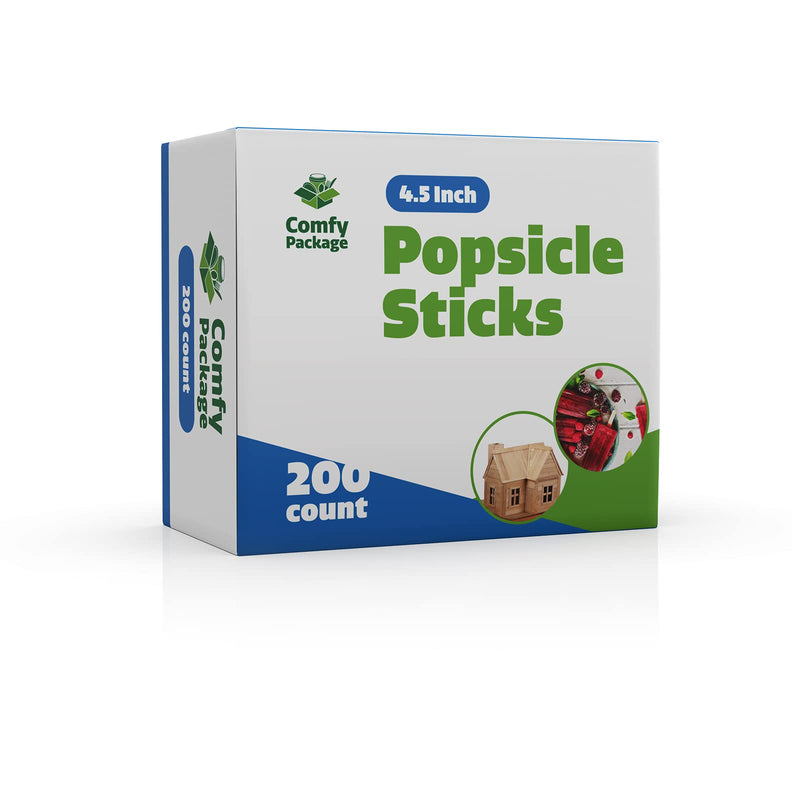 [200 Count] 4.5 Inch Wooden Multi-Purpose Popsicle Sticks for Crafts, ICES, & Ice Cream - NewNest Australia