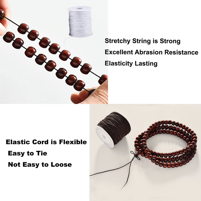 Elastic Cord for Bracelets, 2 Rolls 1 mm 330 Feet Sturdy Bracelet String, Stretchy Elastic String for Jewelry Making, Necklaces, Beading Black+White - NewNest Australia
