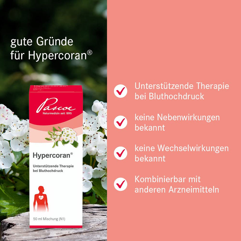 Hypercoran: 50 ml - natural support for high blood pressure (hypertension) - with mistletoe & hawthorn - can be combined with other medications, such as classic blood pressure lowering drugs - NewNest Australia