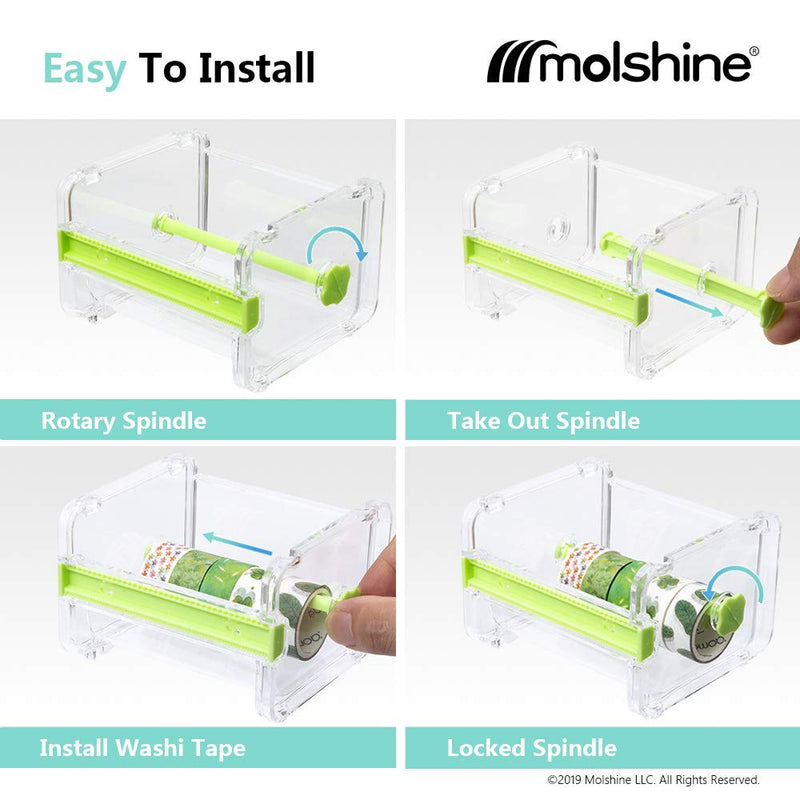 molshine 2 Pack Transparent Desktop Multi Washi Masking Tape Storage Dispenser,Tape Cutter,Tape Roll Holder (Not Include Masking Tape) (Beige) Beige - NewNest Australia