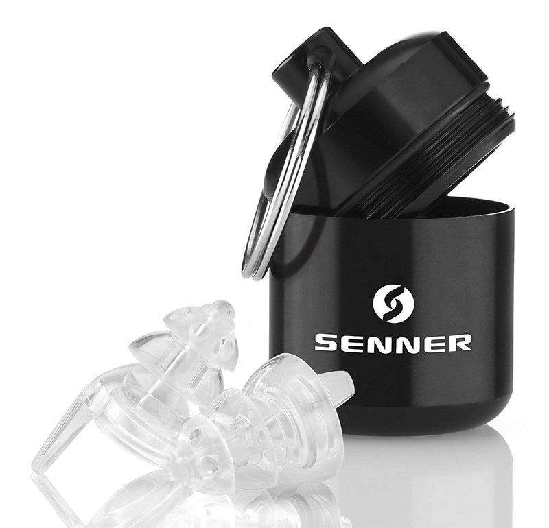 Senner PartyPro Reusable Noise Cancelling Earplugs with Aluminium Container. Ideal Ear Plugs for Parties, Musicians, Concerts, Festivals, Disco - Light to Wear and Quiet - Transparent - NewNest Australia
