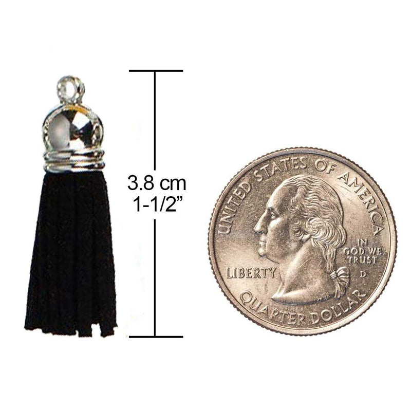 Keychain Tassels Leather Tassel Pendants with Silver White Caps,Tassel Charm for Jewelry Making Keychain Bracelets Ring Crafts -30pcs(1-1/2 inch,Blue) (Black) Black - NewNest Australia
