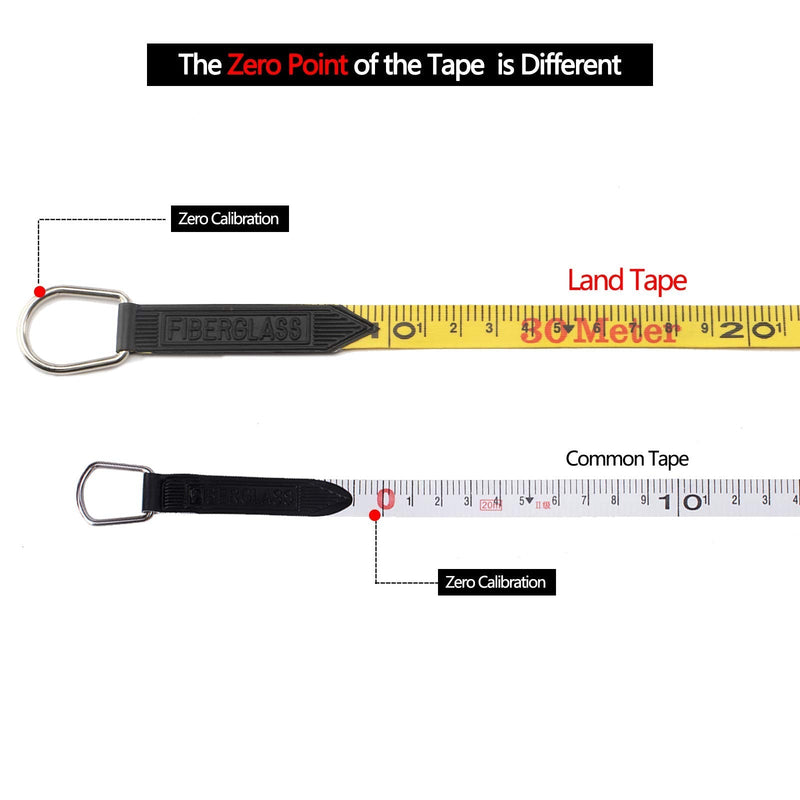 LAND Long Fiberglass Tape Measure -100FT/30M by 1/2-Inch,Inch/Metric Scale,Light and Convenient (100FT) 100FT - NewNest Australia