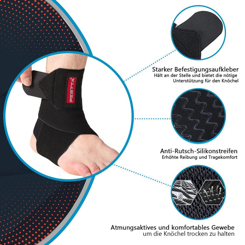 PESTTA Ankle Brace, Adjustable Foot Bandage, Flexible Ankle Brace, Ultra Thin Ankle Brace, Comfortable, Right and Left Ankle, Men and Women (Black, 1 Piece) - NewNest Australia