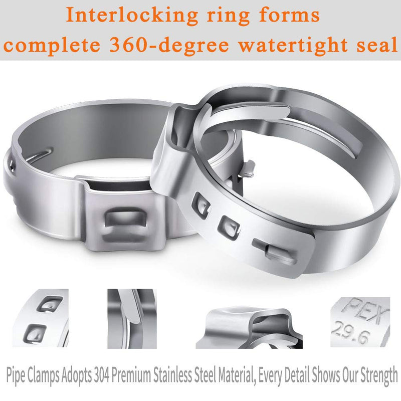 50 PCS 1/2 Inch PEX Cinch Clamp Rings, 304 Stainless Steel PEX Fitting Clamps Pinch Clamps Ring Crimp Rings for PEX Tubing Pipe Fitting Connections (Silver-1/2inch(50PCS)) Silver-1/2inch(50PCS) - NewNest Australia