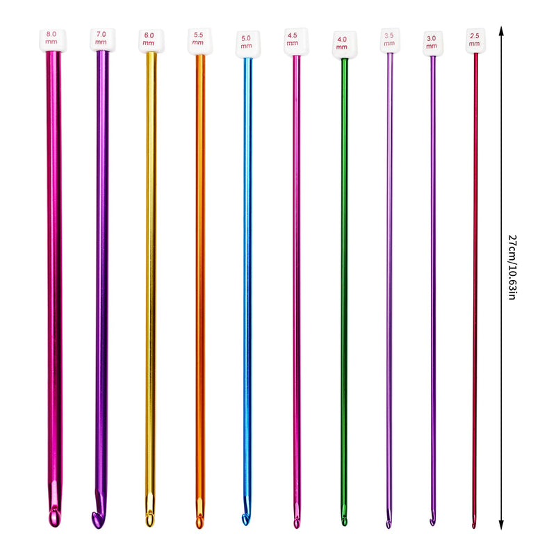 23 Pieces Tunisian Crochet Hooks Kit Including 12pcs 3-10 mm Bamboo Knitting Needle with Bead Carbonized Bamboo Needle + 11pcs 2-8 mm Multi Color Tunisian Afghan Aluminum Crochet Hooks - NewNest Australia