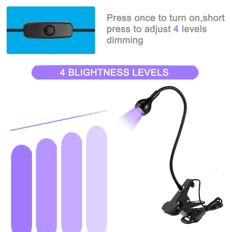 UV LED Black Light with Gooseneck,Clamp and US Power Adapter,Black Light Lamp for Blacklight Poster, Blacklight Party, Ultraviolet Curing Lamp for Fluorescent Paint Black - NewNest Australia