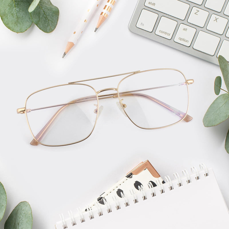 LINVO glasses without prescription for men and women, classic metal frame glasses frame, vintage aviator glasses, fake glasses, black - NewNest Australia